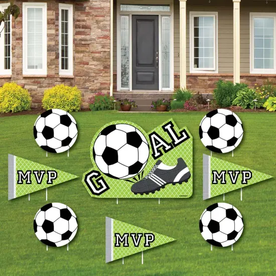 Big Dot of Happiness Goaaal - Soccer - Yard Sign and Outdoor Lawn Decorations - Baby Shower or Birthday Party Yard Signs - Set of 8 {1}