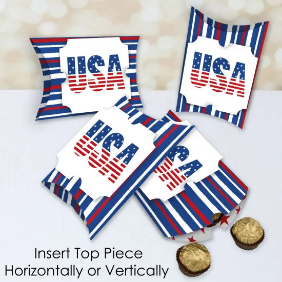 Big Dot of Happiness Stars & Stripes - Favor Gift Boxes - Patriotic Party Large Pillow Boxes - Set of 12 {4}