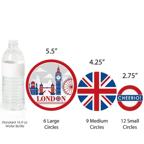 Big Dot of Happiness Cheerio, London - British UK Party Giant Circle Confetti - Party Decorations - Large Confetti 27 Count {4}