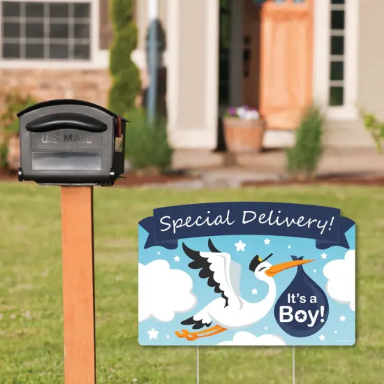 Big Dot of Happiness Boy Special Delivery - It's A Boy Stork Baby Shower Yard Sign Lawn Decorations - Party Yardy Sign {3}