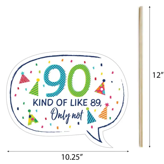 Big Dot of Happiness 90th Birthday - Cheerful Happy Birthday - Colorful Ninetieth Birthday Party Photo Booth Props Kit - 20 Count {7}