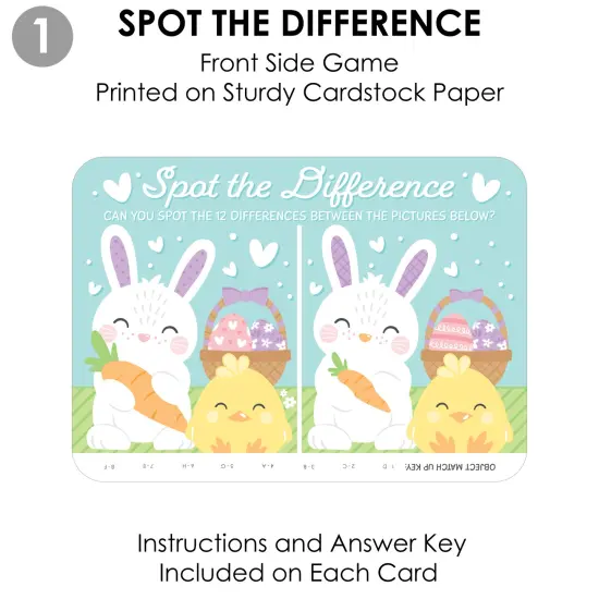 Big Dot of Happiness Spring Easter Bunny - 2-in-1 Happy Easter Party Cards - Activity Duo Games - Set of 20 {7}