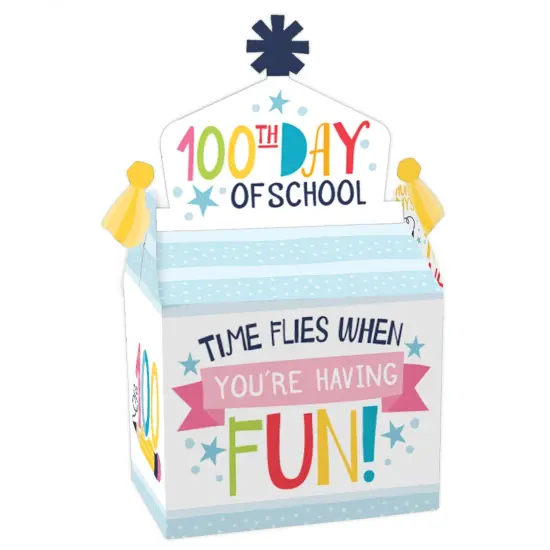 Big Dot of Happiness Happy 100th Day of School - Treat Box Party Favors - 100 Days Party Goodie Gable Boxes - Set of 12 {1}