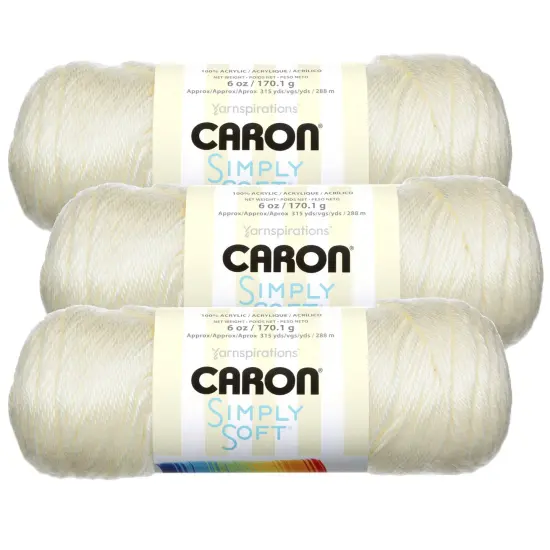 (Pack of 3) Caron Simply Soft Solids Yarn-Off White {1}
