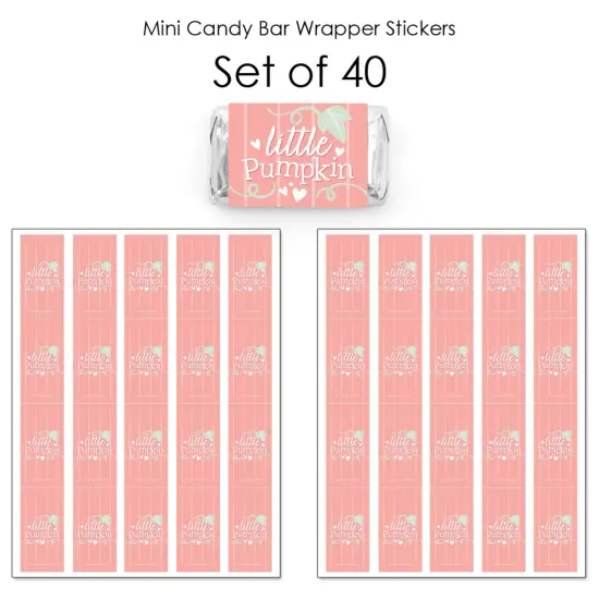 Big Dot of Happiness Girl Little Pumpkin - Mini Candy Bar Wrapper Stickers - Fall Birthday Party or Baby Shower Small Favors - 40 Count {4}
