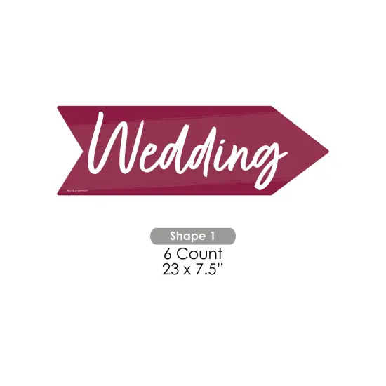 Big Dot of Happiness Burgundy Elegantly Simple - Arrow Wedding and Receptions Direction Signs - Double Sided Outdoor Yard Signs - Set of 6 {7}