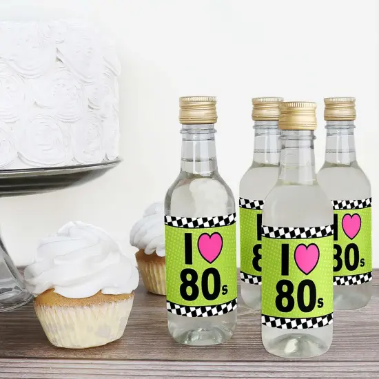 Big Dot of Happiness 80's Retro - Mini Wine and Champagne Bottle Label Stickers - Totally 1980s Party Favor Gift for Women and Men - Set of 16 {4}