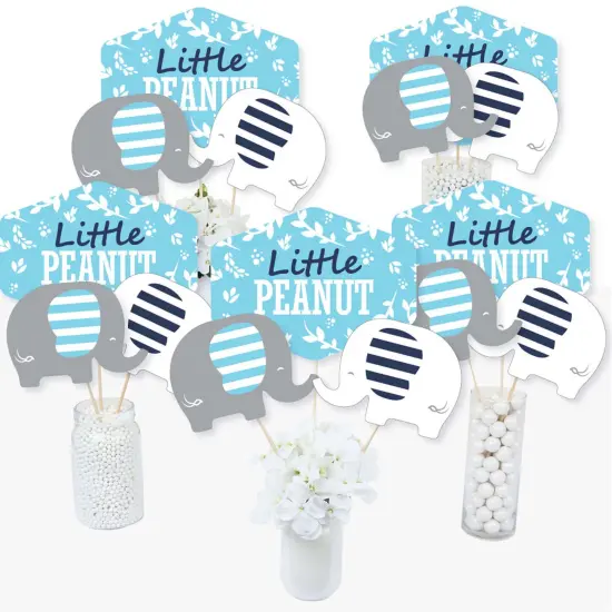Big Dot of Happiness Blue Elephant - Boy Baby Shower or Birthday Party Centerpiece Sticks - Table Toppers - Set of 15 {3}