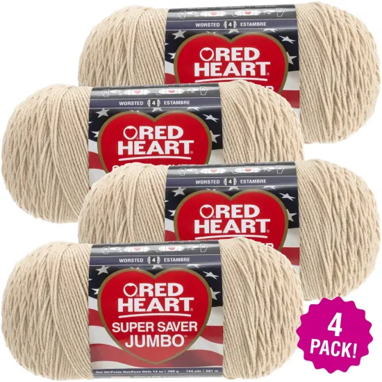 Multipack of 4 - Red Heart Super Saver Jumbo Yarn-Buff {1}
