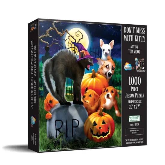 Sunsout Don't mess with Kitty 1000 pc Halloween Jigsaw Puzzle 28920 {3}
