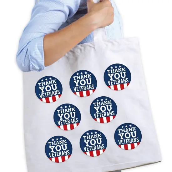 Big Dot of Happiness Thank You Veterans - 3 inch Support Our Troops Badge - Pinback Buttons - Set of 8 {3}