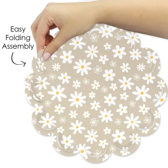 Big Dot of Happiness Tan Daisy Flowers - Floral Party Round Table Decorations - Paper Chargers - Place Setting For 12 {6}