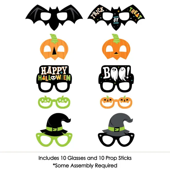 Big Dot of Happiness Jack-O'-Lantern Halloween Glasses and Masks - Paper Card Stock Kids Halloween Party Photo Booth Props Kit - 10 Count {4}