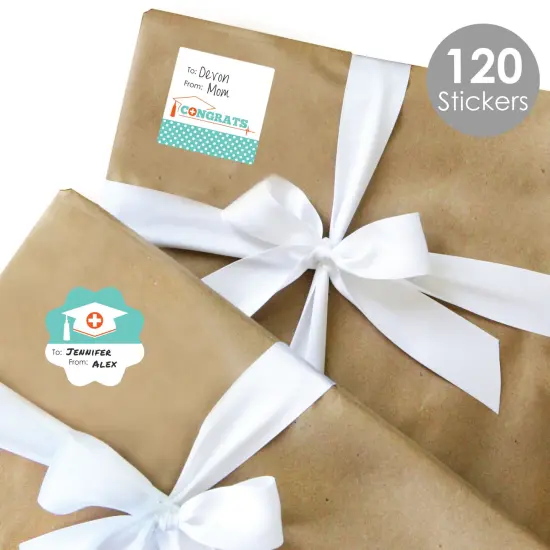 Big Dot of Happiness Medical School Grad - Assorted Doctor Graduation Party Gift Tag Labels - To and From Stickers - 12 Sheets - 120 Stickers {3}