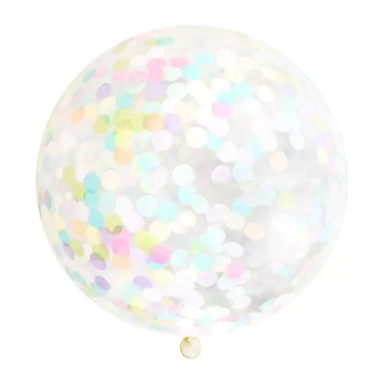 Jumbo Confetti Balloon & Tassel Tail - Pastel Rainbow {3}
