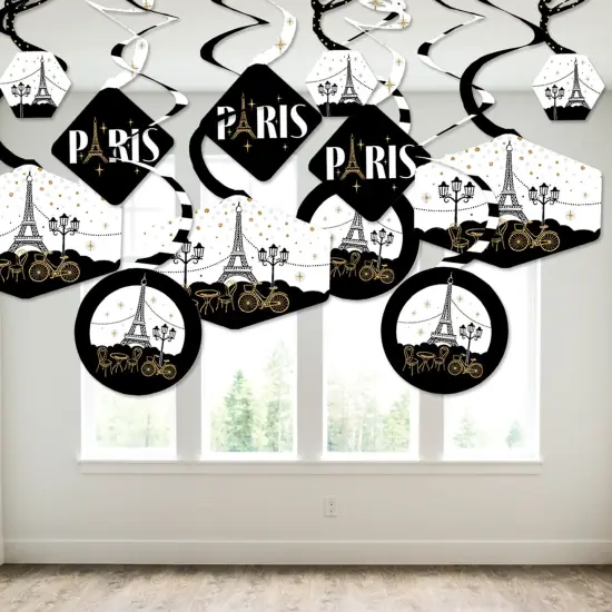 Big Dot of Happiness Stars Over Paris - Parisian Themed Party Hanging Decor - Party Decoration Swirls - Set of 40 {4}