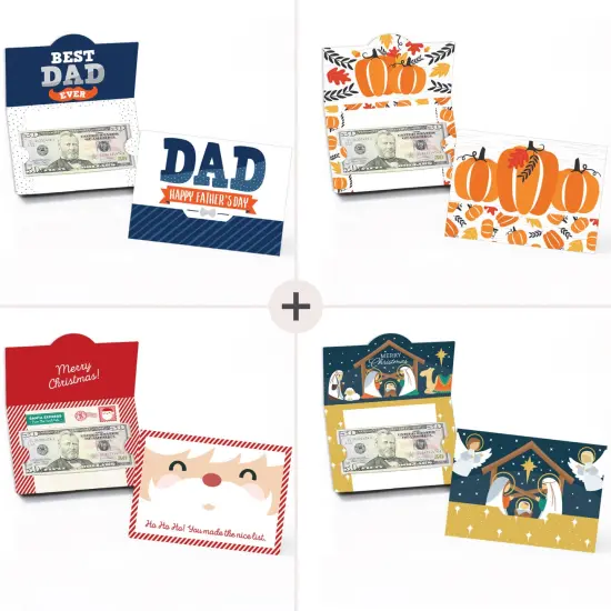 Big Dot of Happiness Assorted Seasonal Cards - All Holiday Assortment Money and Gift Card Holders - Set of 8 {4}