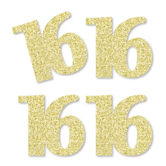Big Dot of Happiness Gold Glitter 16 - No-Mess Real Gold Glitter Cut-Out Numbers - 16th Birthday Party Confetti - Set of 24 {1}
