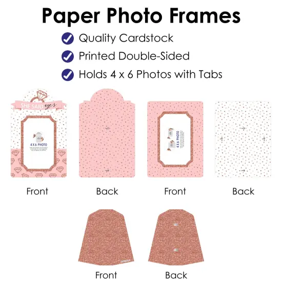 Big Dot of Happiness Bride Squad - Rose Gold Bridal Shower or Bachelorette Party 4x6 Picture Display - Paper Photo Frames - Set of 12 {6}