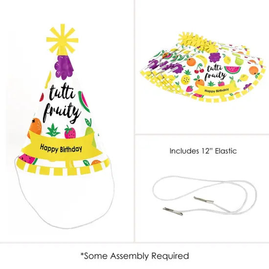 Big Dot of Happiness Tutti Fruity - Cone Frutti Summer Happy Birthday Party Hats for Kids and Adults - Set of 8 (Standard Size) {6}