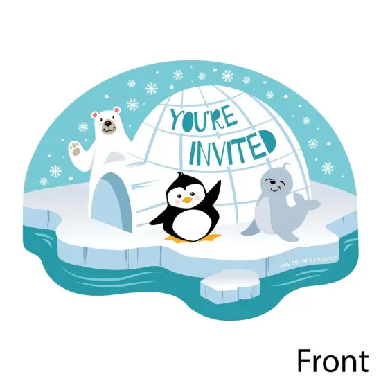 Big Dot of Happiness Arctic Polar Animals - Shaped Fill-in Invites - Winter Baby Shower or Birthday Party Invitation Cards with Envelopes - Set of 12 {3}
