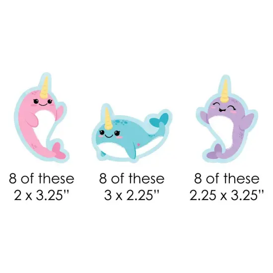 Big Dot of Happiness Narwhal Girl - DIY Shaped Under The Sea Baby Shower or Birthday Party Cut-Outs - 24 Count {3}