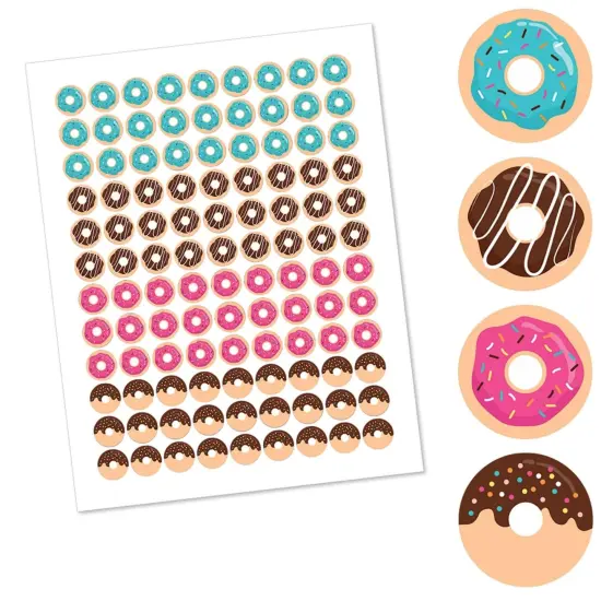 Big Dot of Happiness Donut Worry, Let's Party - Doughnut Party Round Candy Sticker Favors - Labels Fits Chocolate Candy (1 sheet of 108) {3}