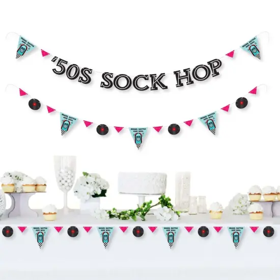 Big Dot of Happiness 50's Sock Hop - 1950s Rock N Roll Party Letter Banner Decoration - 36 Banner Cutouts and 50s Sock Hop Banner Letters {3}