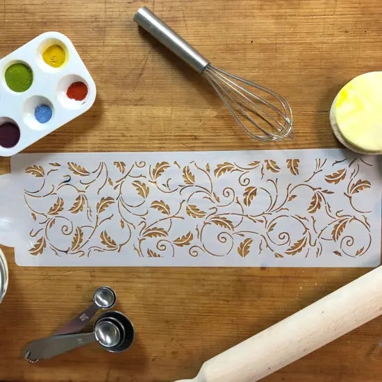 4-Inch Oak Leaf Cake Stencil Side | C598 by Designer Stencils | Cake Decorating Tools | {3}