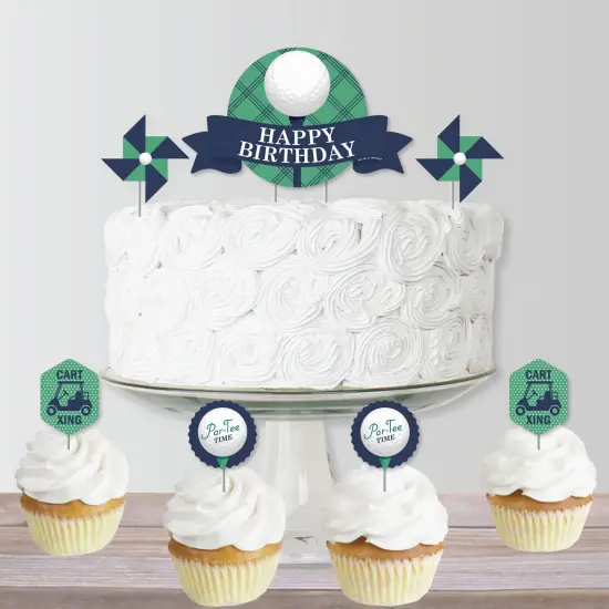 Big Dot of Happiness Par-Tee Time - Golf - Birthday Party Cake Decorating Kit - Happy Birthday Cake Topper Set - 11 Pieces {6}