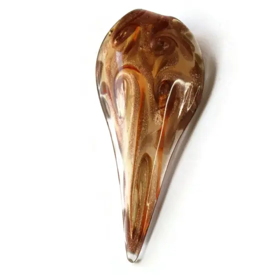 72mm Brown Foil Glass Drip Pendant {4}