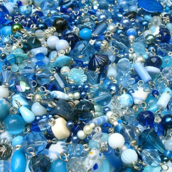 Blue Bead Charms Grab Bag - Bulk Glass & Acrylic Dangle Charms {1}