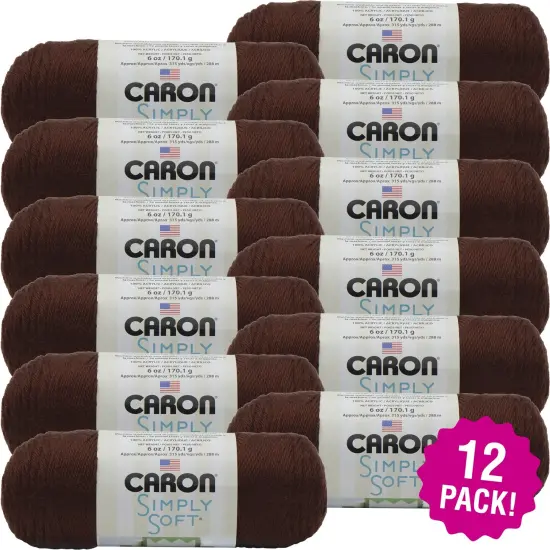 Multipack of 12 - Caron Simply Soft Solids Yarn-Chocolate {1}
