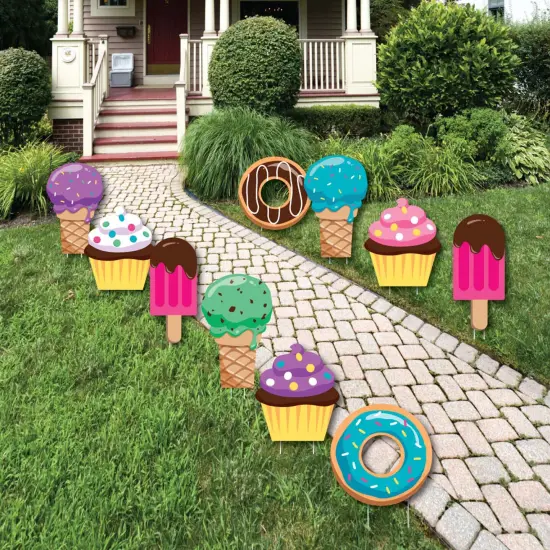 Big Dot of Happiness Sweet Shoppe - Donut, Ice Cream & Cupcake Lawn Decor - Outdoor Candy & Bakery Birthday Party or Baby Shower Yard Decor - 10 Piece {1}