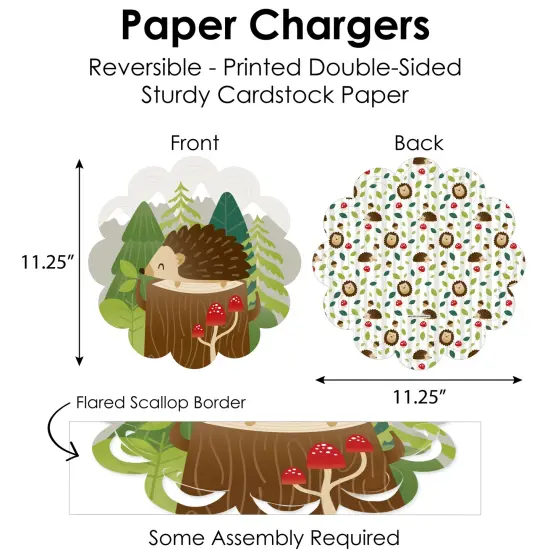Big Dot of Happiness Forest Hedgehogs - Woodland Birthday Party & Baby Shower Paper Charger & Table Decorations Chargerific Kit Setting for 8 {6}