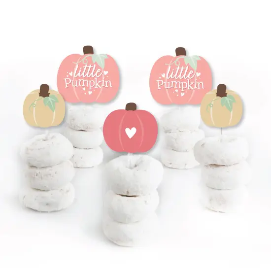 Big Dot of Happiness Girl Little Pumpkin - Dessert Cupcake Toppers - Fall Birthday Party or Baby Shower Clear Treat Picks - Set of 24 {3}