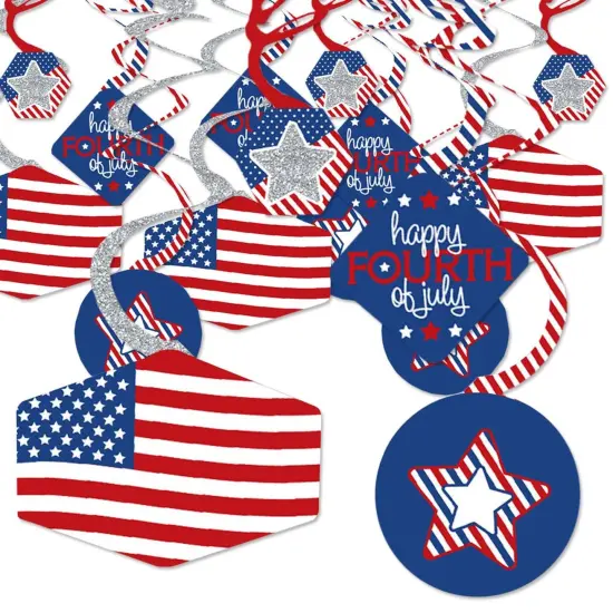 Big Dot of Happiness 4th of July - Independence Day Hanging Decor - Party Decoration Swirls - Set of 40 {1}