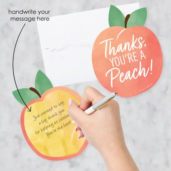 Big Dot of Happiness Sweet as a Peach - Shaped Thank You Cards - Fruit Themed Baby Shower or Birthday Party Thank You Note Cards with Envelopes 12 Ct {3}