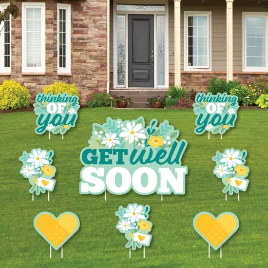Big Dot of Happiness Get Well Soon - Yard Sign and Outdoor Lawn Decorations - Thinking of You Yard Signs - Set of 8 {1}