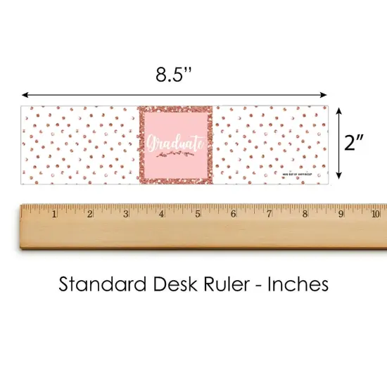 Big Dot of Happiness Rose Gold Grad -Graduation Party Water Bottle Sticker Labels - Set of 20 {6}