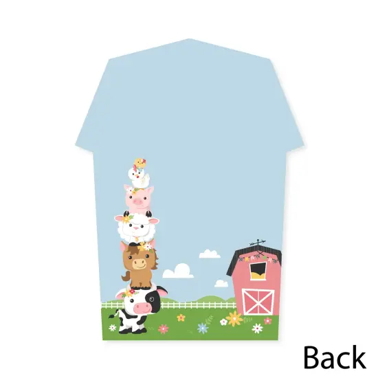 Big Dot of Happiness Girl Farm Animals - Shaped Thank You Cards Pink Barnyard Baby Shower or Birthday Party Thank You Note Cards with Envelopes 12 Ct {6}