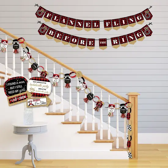 Big Dot of Happiness Flannel Fling Before The Ring - Banner & Photo Booth Decorations Buffalo Plaid Bachelorette Party Supplies Kit Doterrific Bundle {4}