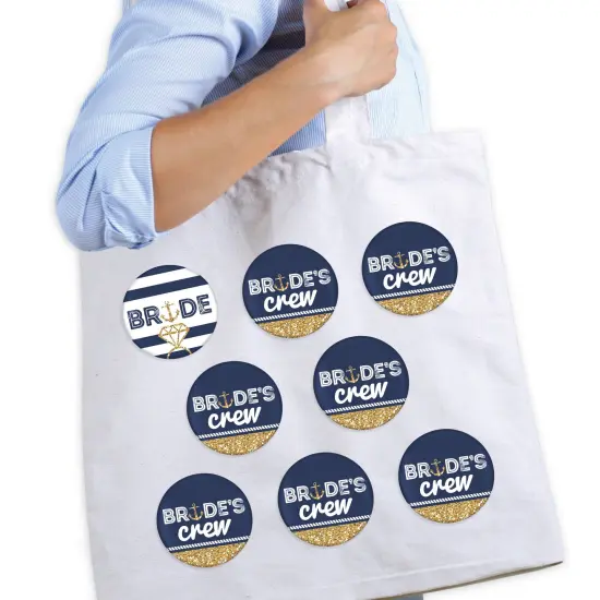 Big Dot of Happiness Last Sail Before The Veil - 3 inch Nautical Bachelorette and Bridal Shower Badge - Pinback Buttons - Set of 8 {3}