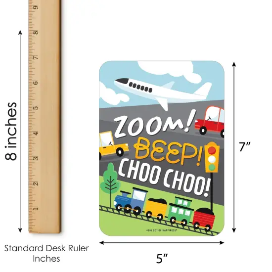 Big Dot of Happiness Cars, Trains, and Airplanes - Picture Bingo Cards and Markers - Transportation Birthday Party Shaped Bingo Game - Set of 18 {6}