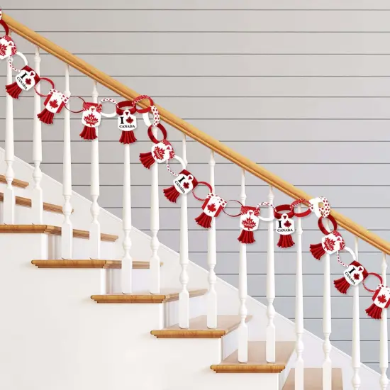 Big Dot of Happiness Canada Day - 90 Chain Links and 30 Paper Tassels Decoration Kit - Canadian Party Paper Chains Garland - 21 feet {3}