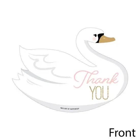 Big Dot of Happiness Swan Soiree - Shaped Thank You Cards - White Swan Baby Shower or Birthday Party Thank You Note Cards with Envelopes - Set of 12 {4}