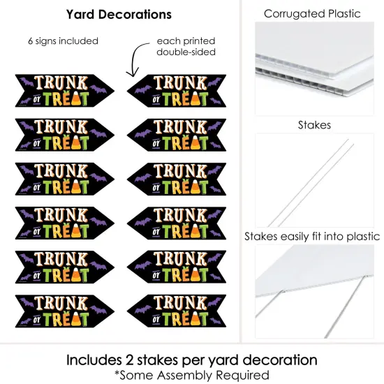 Big Dot of Happiness Trunk or Treat - Arrow Halloween Car Parade Party Direction Signs - Double Sided Outdoor Yard Signs - Set of 6 {6}