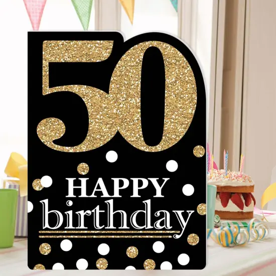 Big Dot of Happiness Adult 50th Birthday - Gold - Happy Birthday Giant Greeting Card - Big Shaped Jumborific Card {3}