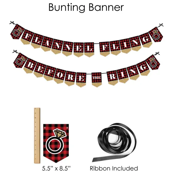 Big Dot of Happiness Flannel Fling Before The Ring - Buffalo Plaid Bachelorette Party Supplies - Banner Decoration Kit - Fundle Bundle {4}