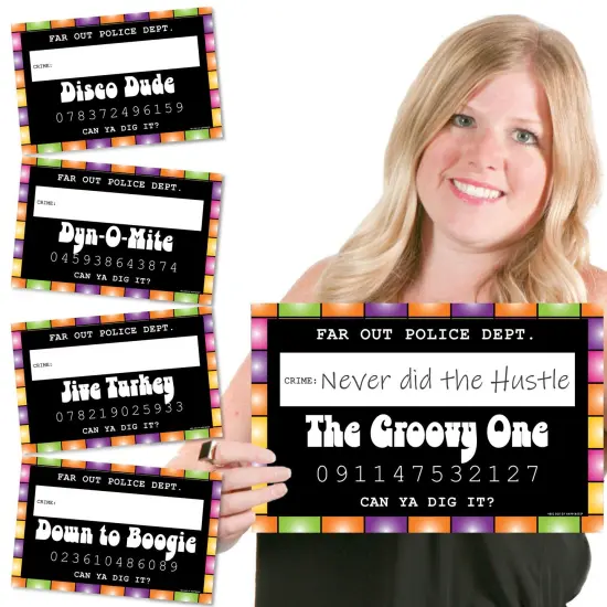 Big Dot of Happiness 70's Disco - Party Mug Shots - Photo Booth Props 1970's Disco Fever Party Mugshot Signs - 20 Count {1}